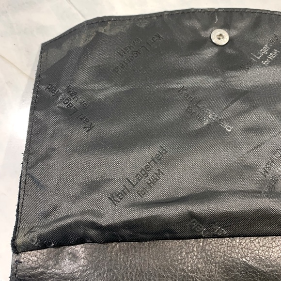 H&M x Karl Lagerfeld black leather cross body bag with silver hardware *Rare* - Picture 7 of 14